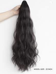 Long Curly Ponytail Synthetic Hair Extension With Claw - Black - View 2