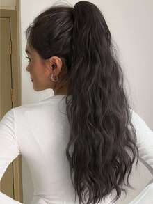 Long Curly Ponytail Synthetic Hair Extension With Claw - Black - View 3