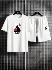 Manfinity Homme Bộ hai mảnh Nam Dây kéo Lá thư Giải trí - trắng - Xem 3