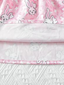 Toddler Girls Rabbit Print Ruffle Trim Bow Front Dress - Pink - View 6