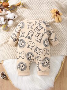 Baby Boy Cartoon Graphic Jumpsuit - Apricot - View 2