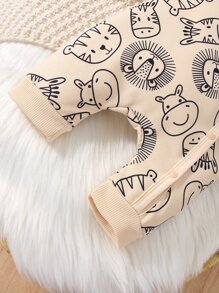 Baby Boy Cartoon Graphic Jumpsuit - Apricot - View 3