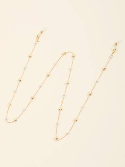 1 stuk schattige brillenkoord met hartje, delicate brillenkoord met parelaccent, modieus brillenaccessoire voor modieuze brillen, brillenkoord met hartje - brillenaccessoire met parelaccent, cadeau.