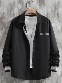 Manfinity Men Plus Plaid Button Up Shirt - Black - View 4