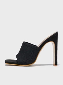女士極簡粗跟穆勒優雅夏天高跟涼鞋 - 黑色 - 查看 3