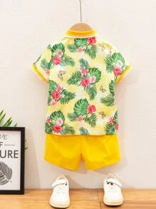 SHEIN 男童熱帶印花襯衫和短褲