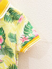 SHEIN 男童熱帶印花襯衫和短褲