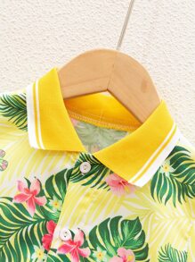 SHEIN 男童熱帶印花襯衫和短褲