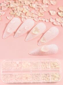 FULL BEAUTY 1box 3D Heart Design Nail Art Decoration - Clear - View 1