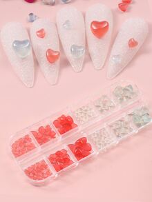 FULL BEAUTY 1box 3D Heart Design Nail Art Decoration - Clear - View 2