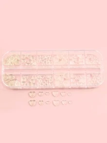 FULL BEAUTY 1box 3D Heart Design Nail Art Decoration - Clear - View 3