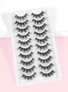 Maange自然10對全假睫毛,蓬鬆細身的漫畫假睫毛,旅行必備品 - 黑色 - 查看 2