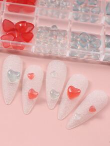 FULL BEAUTY 1box 3D Heart Design Nail Art Decoration - Clear - View 8