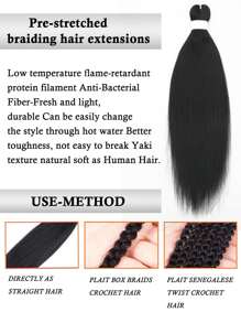 Medium Straight Synthetic Hair Extension - Black - View 4