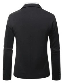 Manfinity Men 1pc Lapel Neck Pocket Patched Blazer - Black - View 2