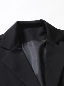 Manfinity Men 1pc Lapel Neck Pocket Patched Blazer - Black - View 4