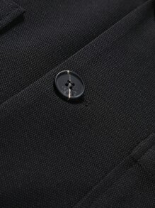 Manfinity Men 1pc Lapel Neck Pocket Patched Blazer - Black - View 6