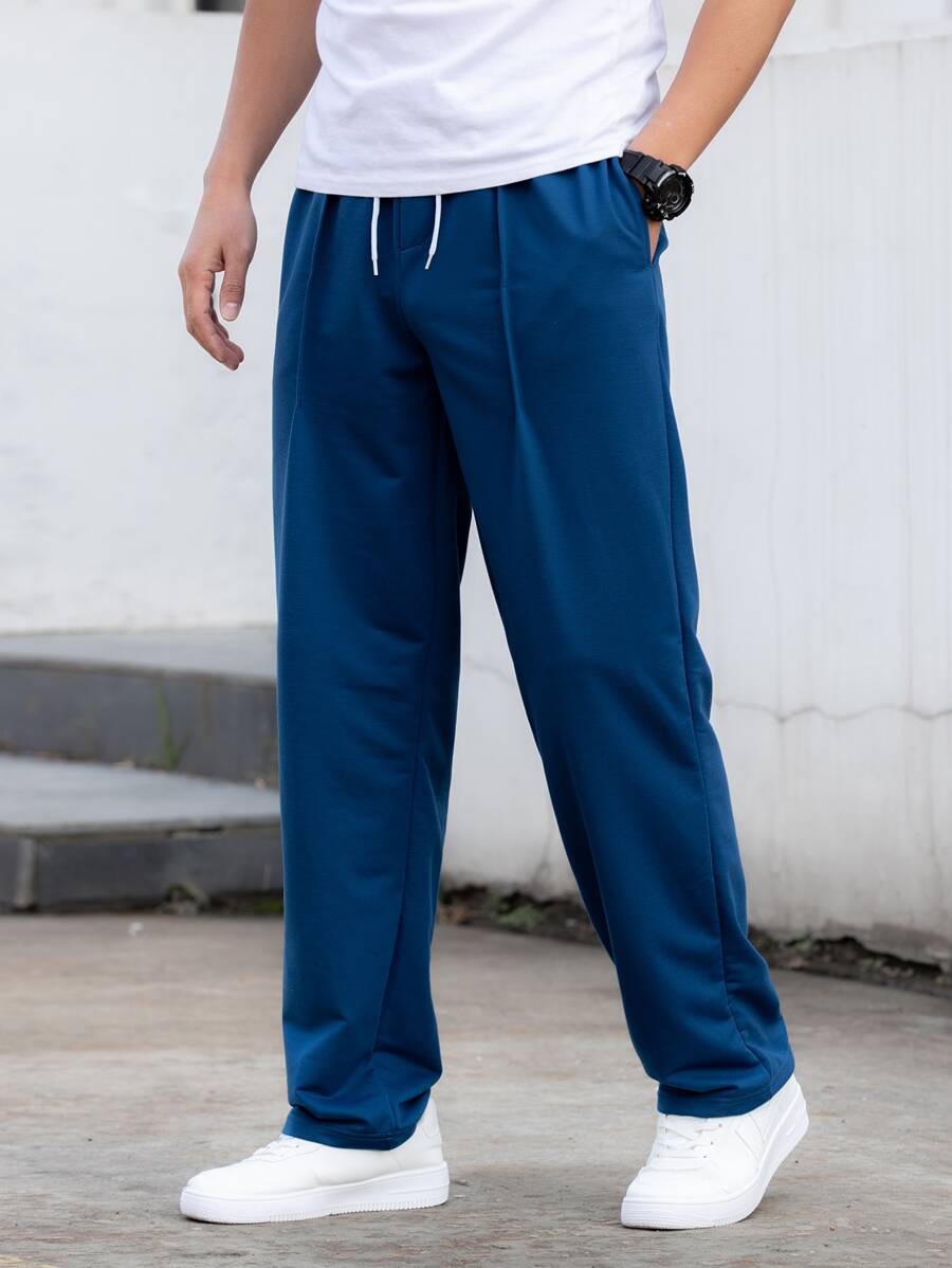 Manfinity Homme Nam Eo dây rút Túi nghiêng Quần thể thao - Màu xanh lam - Xem 1