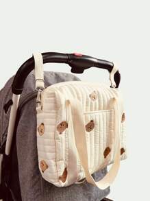 1pc Baby Bear Pattern Stroller Storage Bag - Beige - View 2