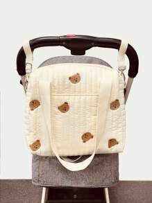 1pc Baby Bear Pattern Stroller Storage Bag - Beige - View 3