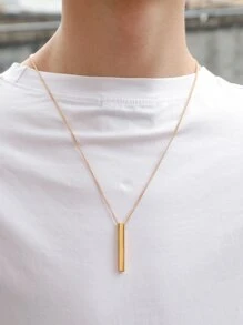 RINTOLER Men Rectangle Charm Necklace, For Jewelry Gift And Party - Yellow Gold - View 1