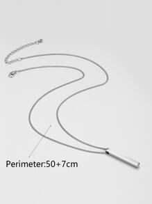 RINTOLER 時尚流行男士長方形吊墜項鍊不銹鋼珠寶禮物和時尚外觀 - 銀色 - 查看 3