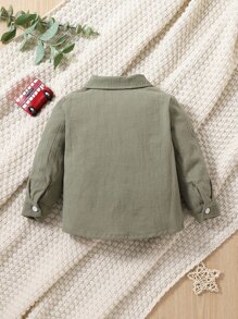 男嬰恐龍刺繡補丁貼口袋襯衫 - 薄荷綠 - 查看 2