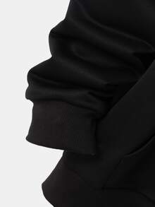 Manfinity Hombres Capucha con ojal con cordón delantero con bolsillo de canguro sin camiseta - Negro - Ver 3