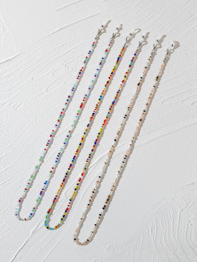3 pezzi Catena per occhiali stile boho con perline arcobaleno, cinturino per occhiali multicolore con perline, cordino antiscivolo per occhiali da vista e da lettura alla moda.