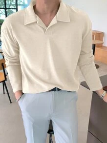 DAZY Men Solid Drop Shoulder Polo Shirt - Apricot - View 4