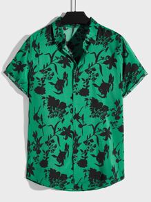 Manfinity Men Allover Print Shirt - Green - View 1