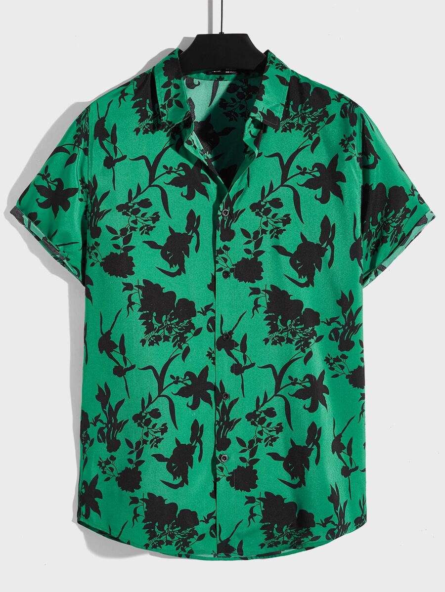 Manfinity Men Allover Print Shirt - Green - View 1
