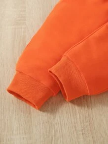 Baby Girl Solid Top & Zip Up Hoodie & Sweatpants - Orange - View 4