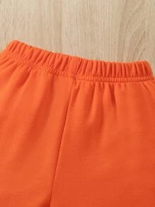 Baby Girl Solid Top & Zip Up Hoodie & Sweatpants - Orange - View 6