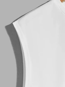 Manfinity BRENVOR 男士椰樹印花背心，無袖圖形白色假期時尚上衣，男友禮物 - 白色 - 查看 3