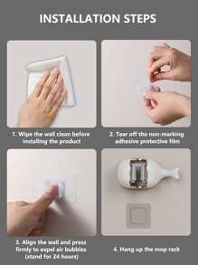 1pc Whale Design Wall Mounted Mop Holder - White - View 5