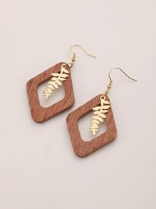 樹葉和幾何耳墜 - 彩色 - 查看 5