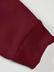 Manfinity Men Slogan Graphic Sweatshirt Without Necklace - Burgundy - View 3