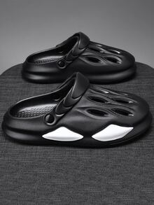 Hombres Zuecos con abertura - Negro - Ver 2