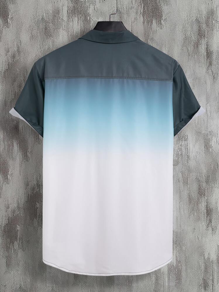 Manfinity Homme Áo sơ mi Nam Nút phía trước Ombre Giải trí - Nhiều màu - Xem 2
