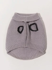 Cartoon Dinosaur Embroidered Pet Sweater - Light Grey - View 6