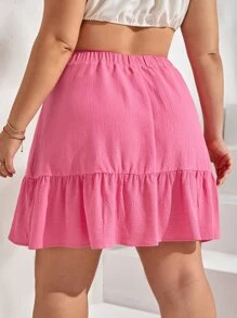 Dreamara Falda de talle alto bajo con fruncido - Rosa - Ver 2