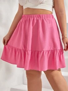 Dreamara Falda de talle alto bajo con fruncido - Rosa - Ver 4