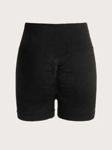 Easithlete Overlap Waist Sports Shorts - Black - View 7