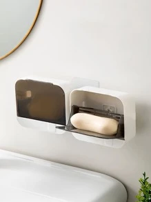 1pc Wall Mounted Soap Dish - Black - View 1