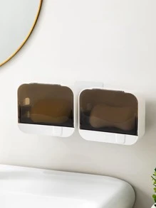 1pc Wall Mounted Soap Dish - Black - View 4