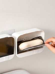 1pc Wall Mounted Soap Dish - Black - View 7