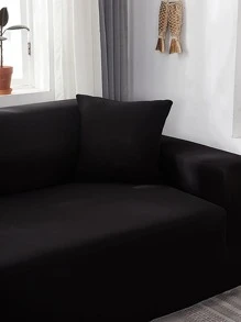 1入組素色有彈性沙發套和1入組靠墊套不附帶墊芯 - 黑色 - 查看 3
