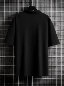 Manfinity Men Letter Graphic Colourblock Polo Shirt - Black - View 2