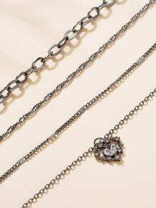 1入組愛心掛飾多層次項鍊銅首飾類 - 槍黑色 - 查看 2